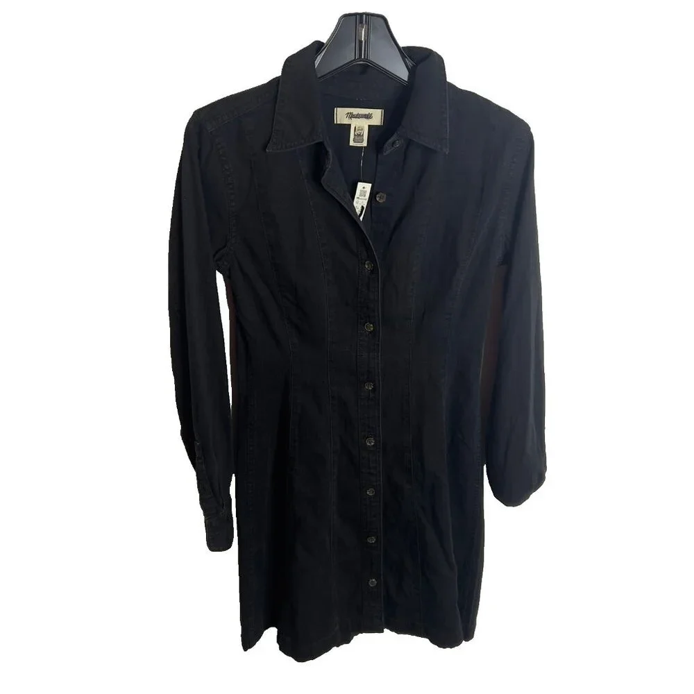 Madewell $128 Denim Seamed Mini Dress in Washed Black Size 00 NT920 - Picture 6 of 7